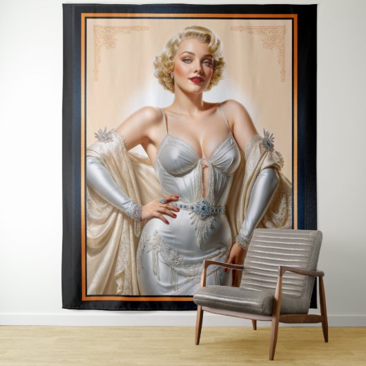 Glamour Hollywood Blonde Beauty Wandkleed (In situ)