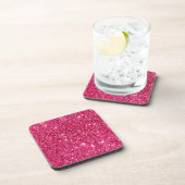 Glamour Hot Pink Glitter Print Drankjes Onderzetter (Rechterzijde)