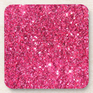 Glamour Hot Pink Glitter Print Drankjes Onderzetter