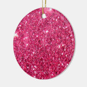 Glamour Hot Pink Glitter Print Keramisch Ornament (Links)