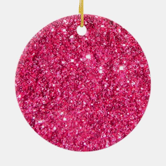 Glamour Hot Pink Glitter Print Keramisch Ornament (Achterkant)