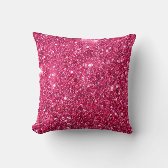 Glamour Hot Pink Glitter Print Kussen (Voorkant)