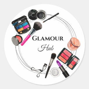 💄✨Glamour Hub Make-up Kunstenaar Logo Sticker