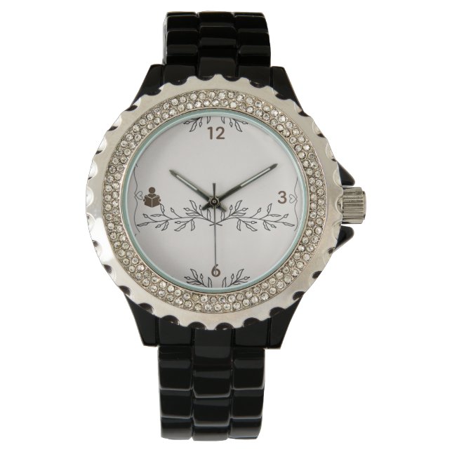 Glamour in Time – Custom Women’s Rhinestone Watch Horloge (Voorkant)