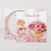 Glamour Juwelen, Roze Bloemen & Dozen Zoet 16 Kaart (Voorkant / Achterkant)