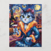 Glamour kat dame kunst briefkaart (Voorkant)