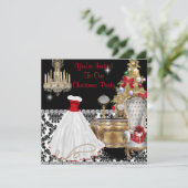 GLAMOUR KERSTUITNODIGINGEN KAART (Staand voorkant)