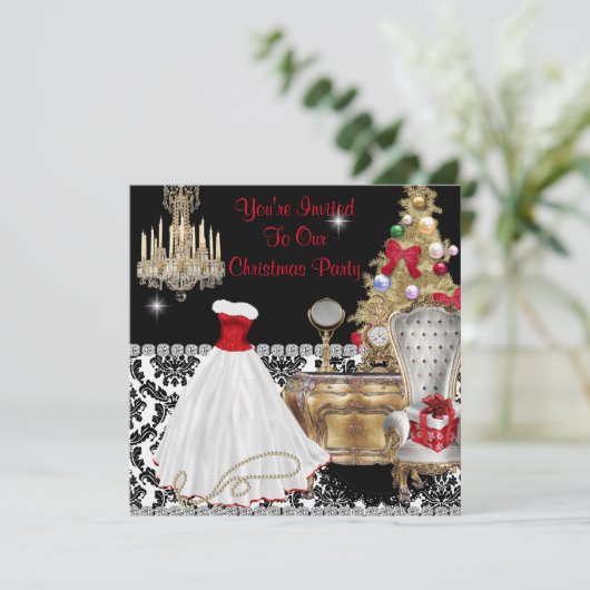 GLAMOUR KERSTUITNODIGINGEN KAART (Staand voorkant)