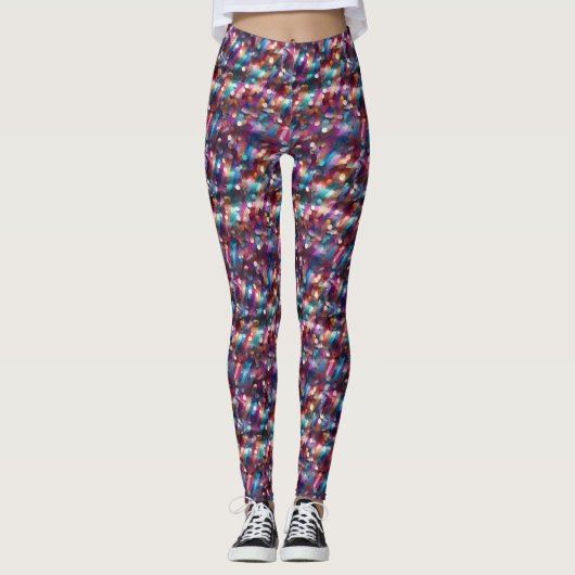 Glamour Kleurrijke Glitterige Fonkelende Glanzende Leggings (Voorkant)
