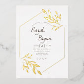 Glamour Lijst Gold Foil Wedding Invitation Folie Uitnodiging (Voorkant)