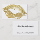 Glamour Lipstick Kus Goud Glitter Visitekaartje (Voorkant / Achterkant)