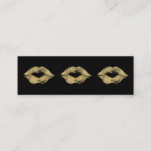 Glamour Lipstick Kusjes Goud Glitters Mini Visitekaartje (Voorkant)