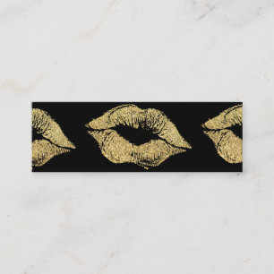 Glamour Lipstick Kusjes Goud Glitters Mini Visitekaartje