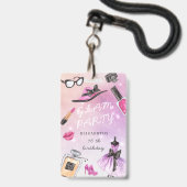 glamour make-over verjaardagsfeestje badge (Voorzijde met lanyard)