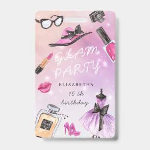 glamour make-over verjaardagsfeestje badge