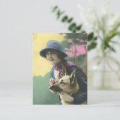  Glamour Meisje en Duitse Shepard Briefkaart (Staand voorkant)