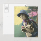  Glamour Meisje en Duitse Shepard Briefkaart (Voorkant / Achterkant)