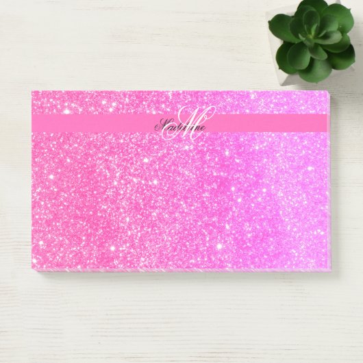 Glamour Meisje Heet Roze Glitter Gepersonaliseerde Post-it® Notes (Kantoor)