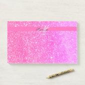 Glamour Meisje Heet Roze Glitter Gepersonaliseerde Post-it® Notes (Op bureau)