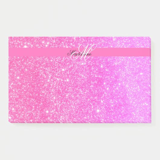 Glamour Meisje Heet Roze Glitter Gepersonaliseerde Post-it® Notes (Voorkant)