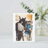  Glamour Meisje - Liefde Skien & Paard Briefkaart (Staand voorkant)