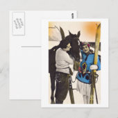  Glamour Meisje - Liefde Skien & Paard Briefkaart (Voorkant / Achterkant)