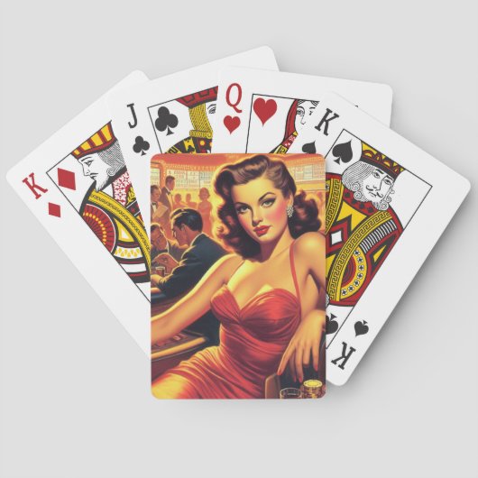  Glamour Meisje Rode Jurk Pokerkaarten (Achterkant)