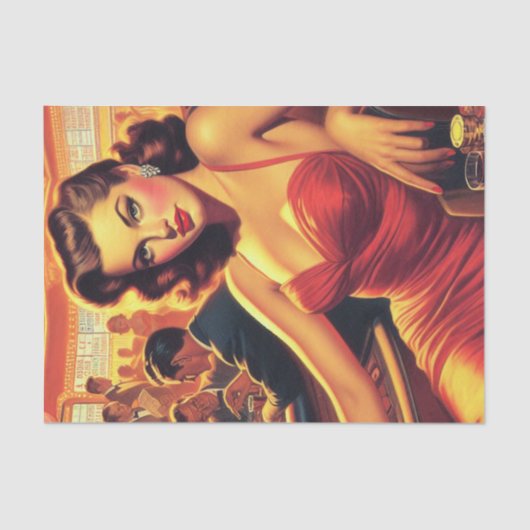  Glamour Meisje Rode Jurk Tissuepapier (Voorkant)