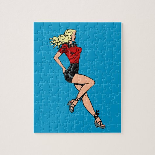  glamour-meisje Volgende deur, blond Blombshell Legpuzzel (Verticaal)
