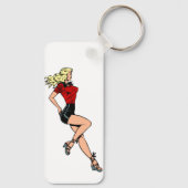 glamour-meisje Volgende deur, blond Blombshell Sleutelhanger (Achterkant)