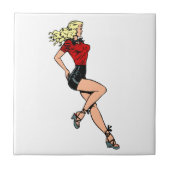  glamour-meisje Volgende deur, blond Blombshell Tegeltje (Voorkant)