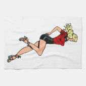 glamour-meisje Volgende deur, blond Blombshell Theedoek (Horizontaal)