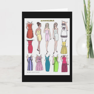 Glamour Meisjes Papier Doll Blank Wenskaart Kaart