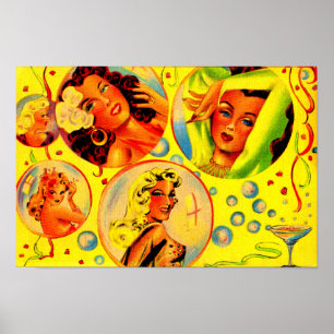 Glamour meisjes uit de jaren veertig poster