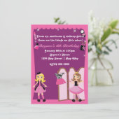 Glamour meisjes verkleden Makeover Party Uitnodigi Kaart (Staand voorkant)