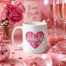 Glamour Meisjesachtige Roze Glitter Hart Naam