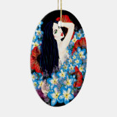 Glamour Model in Poppy flower bed, ART/LeahG Keramisch Ornament (Rechts)