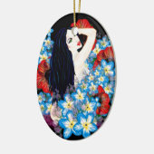 Glamour Model in Poppy flower bed, ART/LeahG Keramisch Ornament (Links)