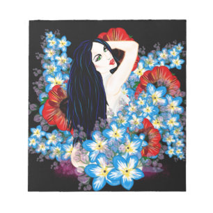 Glamour Model in Poppy flower bed, ART/LeahG Notitieblok