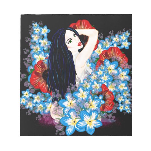 Glamour Model in Poppy flower bed, ART/LeahG Notitieblok (Voorkant)