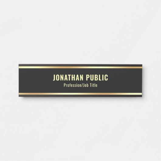 Glamour Modern Black and Gold Design Sjabloon Deurbordje (Voorkant)