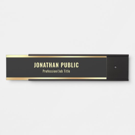 Glamour Modern Black and Gold Design Sjabloon Deurbordje (Voorkant)