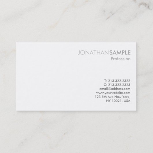 Glamour Modern Design Black White Luxury Plain Visitekaartje (Achterkant)