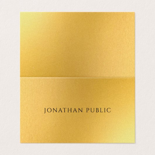 Glamour Modern Elegant Faux Gold Sjabloon Premium Visitekaartje (Buitenkant ongevouwen)