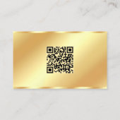 Glamour Modern Monogram QR Code Goud Sjabloon Visitekaartje (Achterkant)
