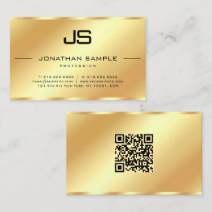 Glamour Modern Monogram QR Code Goud Sjabloon Visitekaartje