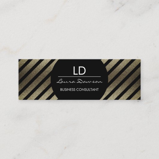 Glamour Monogram Cirkel en Stripes Mini Visitekaartje (Voorkant)