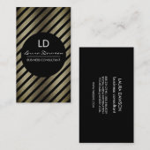 Glamour Monogram Cirkel en Stripes Visitekaartje (Voorkant / Achterkant)