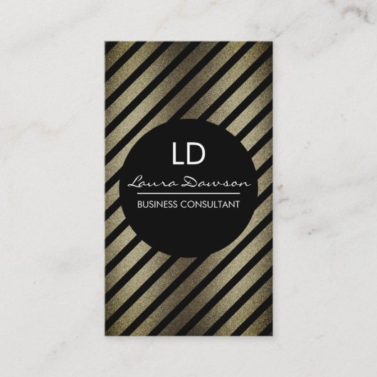 Glamour Monogram Cirkel en Stripes Visitekaartje (Voorkant)