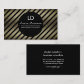Glamour Monogram Cirkel en Stripes Visitekaartje (Voorkant / Achterkant)